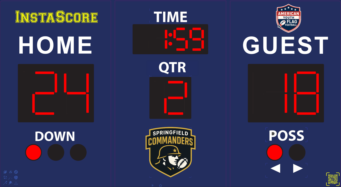 InstaScore Portable Digital Weatherproof Football Flag Football 7v7 Scoreboard