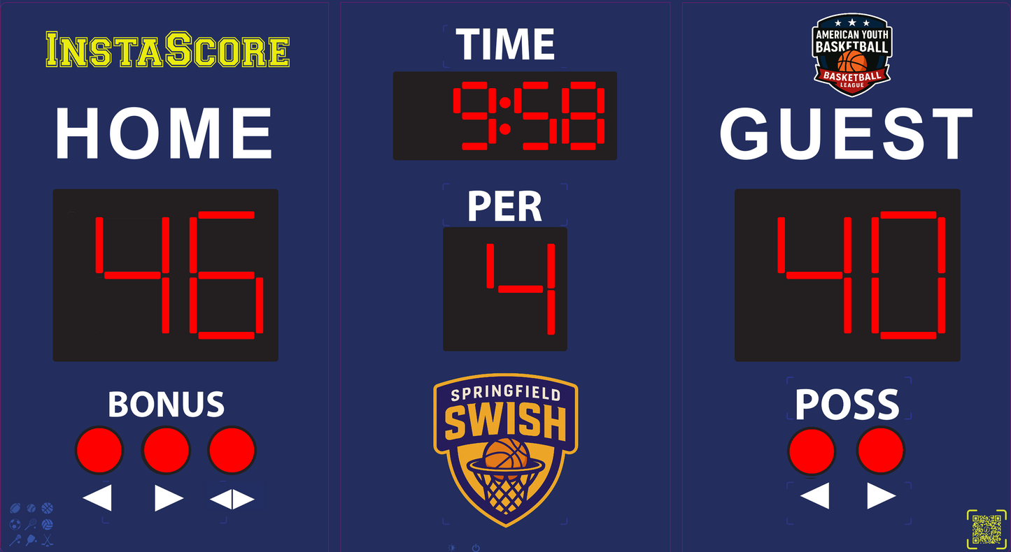 InstaScore Portable Digital Weatherproof Basketball Scoreboard Netball Scoreboard