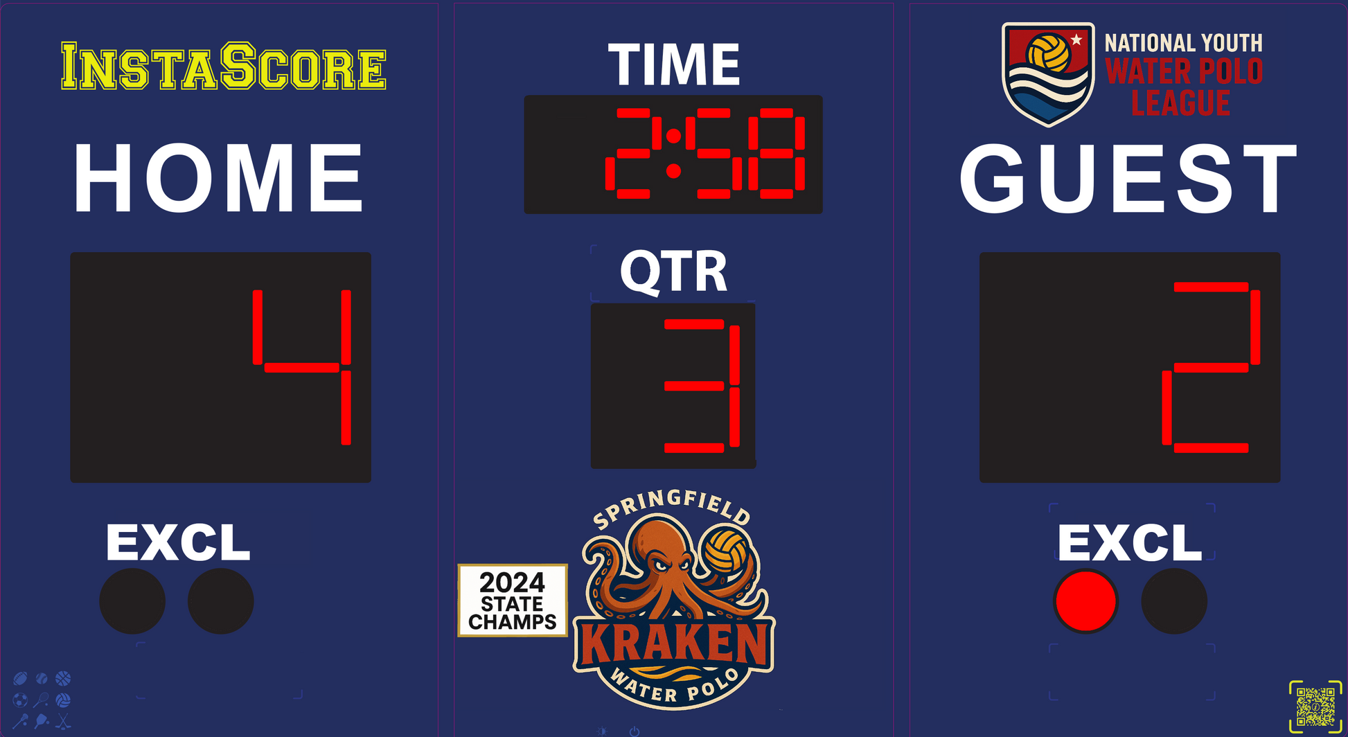 InstaScore Portable Digital Weatherproof Water Polo Scoreboard